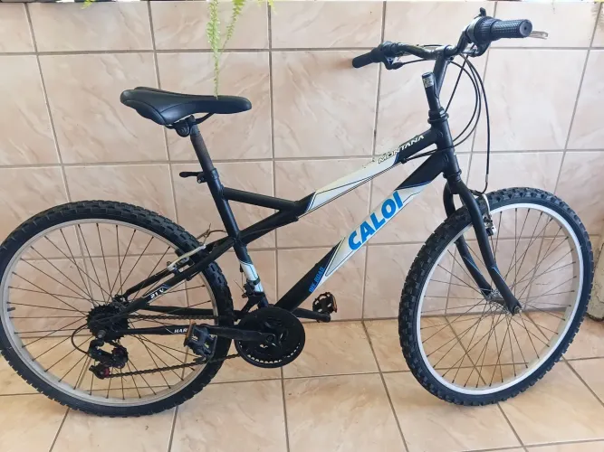 Bicicleta Caloi Montana Aço Carbono Aro 26 21v Preta - seminova