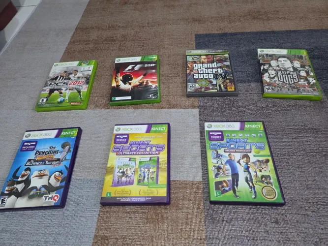 JOGOS XBOX 360 ( INCLUI PES, F1, GTA 4, SLEEPING DOGS, KINECT E PENGUINS )