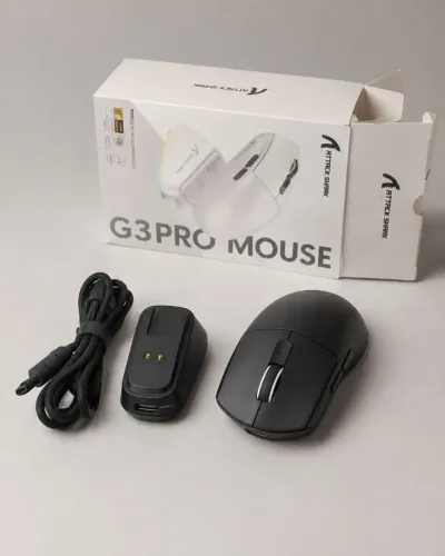 Mouse Gamer Attack Shark G3pro Sem Fio 25000 Dpi Dock Rgb