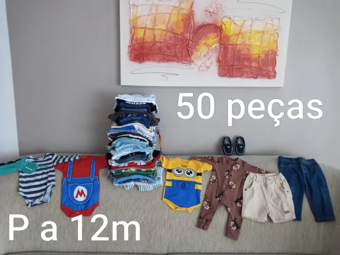 LOTINHO BEBÊ MENINO P M G 12M (50 PEÇAS. NOVAS E SEMI NOVAS