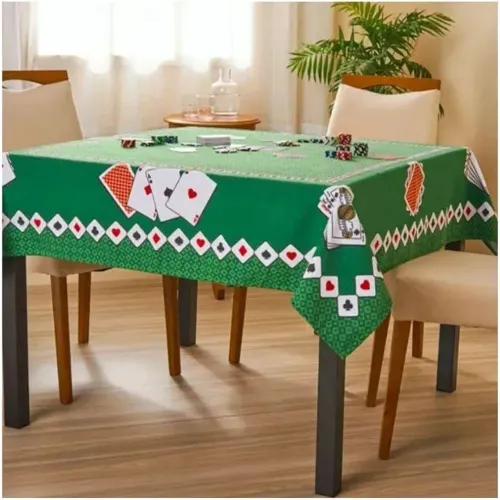 Toalha Estampada Quadrada Baralho 1,50 m x 1,50 m Com 1 peça, Verde