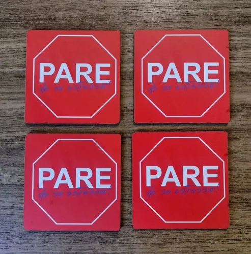 Porta Copos Tema Placas PARE de se estressar