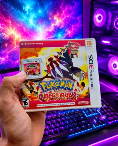 Pokémon Omega Ruby com luva Nintendo 3DS