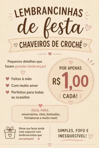 Chaveiros de crochê para lembrancinha
