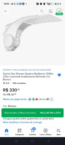 Chuveiro , Ducha duo shower quadra multitemp 7500w