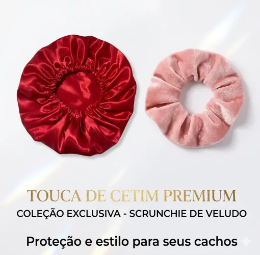 Kit 1 touca de cetim e 1 Scrunchies  NOVOS