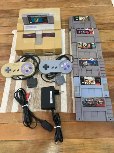 Super Nintendo + Mário World Originail + 6 jogos + 2 controles (Envio OLX PAY)