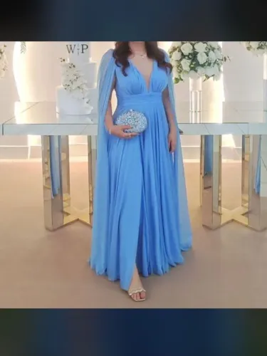 Vestido de Festa Longo Azul Serenity Tam G - Ideal para Madrinha de Casamento e Formatura