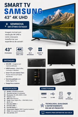 Televisão Smart Tv Samsung 43? 4K UHD