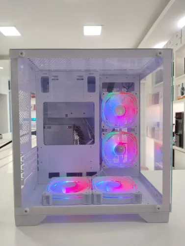 Gabinete Aquário Gamer Branco Vidro Temperado Hayom