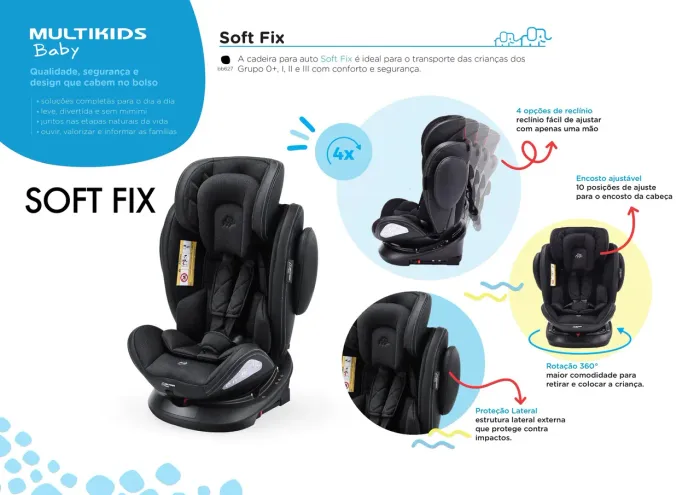 CADEIRA MULTIKIDS BABY SOFTFIX 360º  0-36 KG