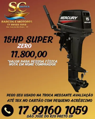 Motor de Popa 15 HP Mercury Super Zero