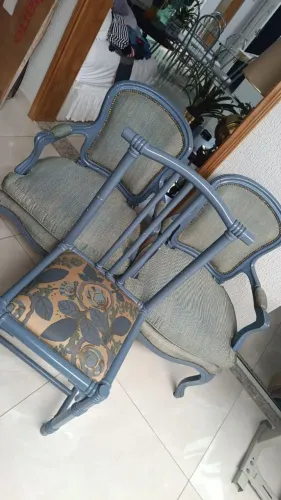 Jogo Exclusivo 2 Poltronas Luís XV + Cadeira - Tecido Jacquard em Relevo