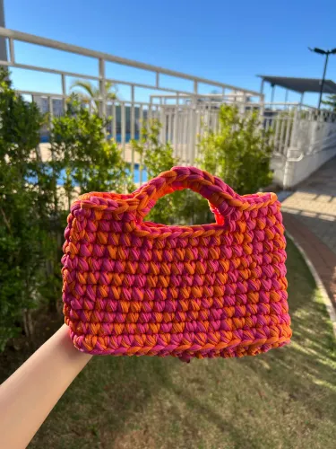 Bolsa de Crochê Mesclada Handbag