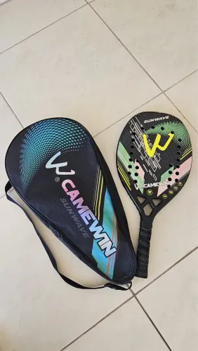 Raquete Beach Tennis Carbono 3K + Capa (Pouco Uso)