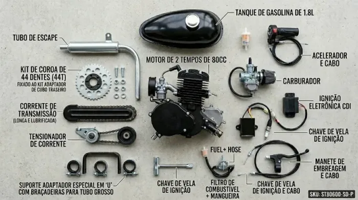 Kit Completo de Motor 80cc para Bicicleta Motorizada - Potência e Desempenho