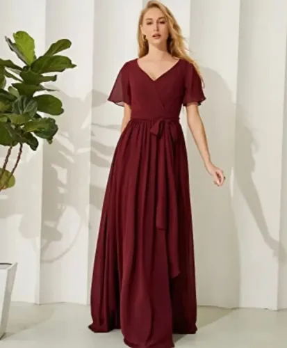 Vestido De Festa Longo - Cor Marsala - Look Pink
