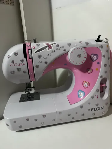 Maquina de costura Elgin Rosa JX-2040 retrô usada