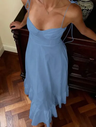 Vestido Longo Azul SHEIN Tam. P - Novo, Nunca Usado