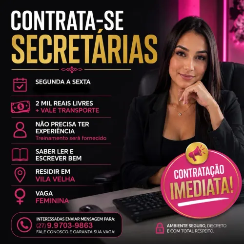 CONTRATO SECRETARIAS INÍCIO IMEDIATO + 2.000,00 LIVRES + PASSAGENS / SEGUNDA A SEXTA