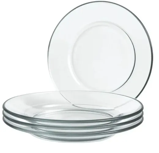 KIT 4 PRATOS FUNDOS VIDRO 22CM TRANSPARENTE
