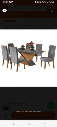 Conjunto Sala De Jantar mesa Epic tampo Vidro/MD