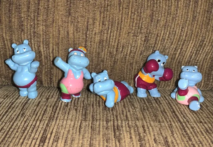 5 Miniaturas Kinder Ovo Coleção Hipopótamo Academia anos 90