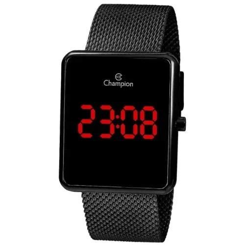 Relógio Champion CH40080D Digital LED Feminino Pulseira em Aço Preto Original