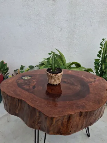 Vendo está mesinha de centro madeira rustica, evernizada tamanho 55/50 linda.