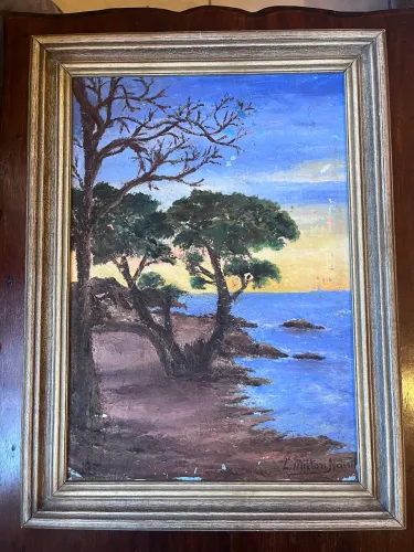 Quadro de pintura em óleo sobre alcatex 54x40
