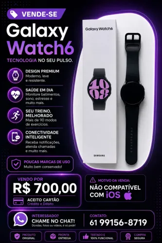 Samsung Galaxy Watch6 Original - Pouco Uso - Caixa Original - R$ 700