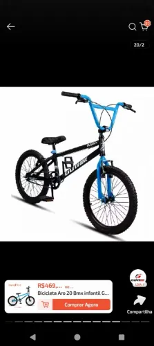 Bike BMX Aro 20 cor preta / azul