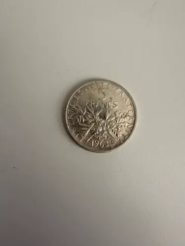 Moeda Francesa 5 Francos 1963 - Prata