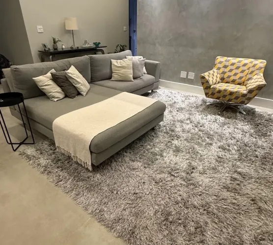 Tapete Felpudo Cinza Mesclado 3x2,25 Super Macio Carpetão