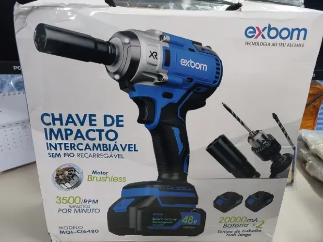 Chave de impacto intercambiável sem fio recarregável exbom