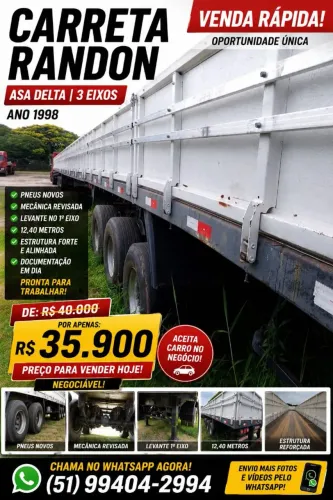 ? OPORTUNIDADE! RANDON ASA DELTA 3 EIXOS - 1998 - R$ 35.900