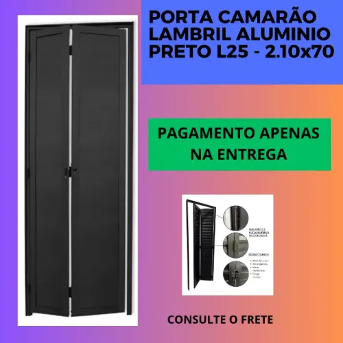 Porta Aluminio Camarão Preto código 238 210x70 pagamento apenas na entrega