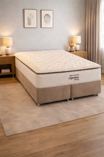 Cama Box Queen Signature Bonno Colchões com Pillow (Base Bipartida + Colchão)