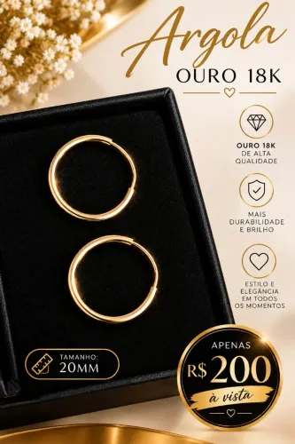 Argola de ouro 18k 20mm