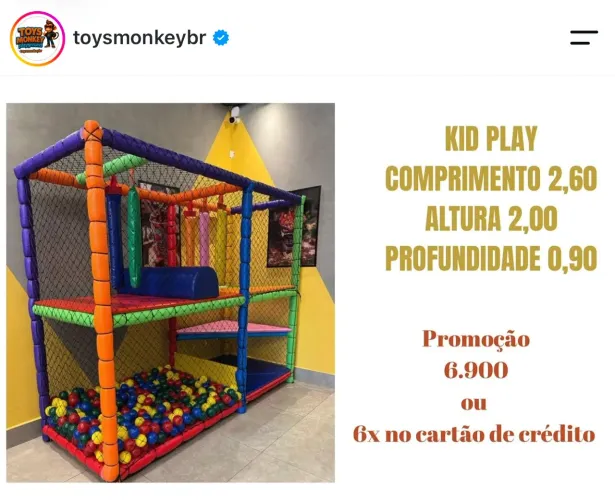 Brinquedos: Escorregador, pula-pula, piscina de bolinha, gangorra, playground.