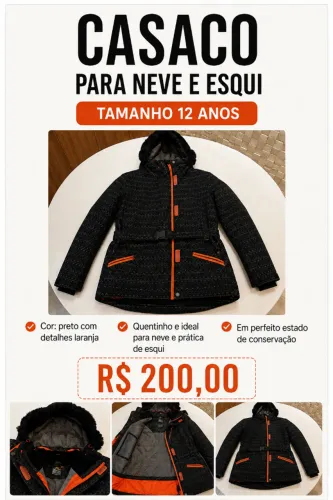 Jaqueta infantil para neve