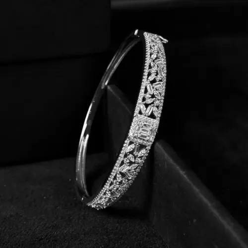 Bracelete Casamento Feminino Cravejado com Brilhantes Prata Legítima 925 Noiva  