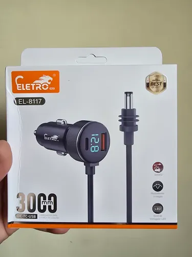 Cabo Acendedor Starlink Multímetro Entrada USB e USB-C 3 Metros