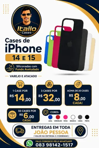 Atacado e und. case de iPhone 14 e 15 Siliconada e Aveludada.