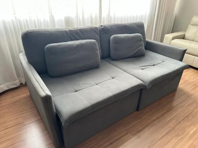 Sofá Cama Retrátil Cinza