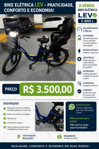 Bike Elétrica Lev E-bike L - 1.760 km - R$ 3.500