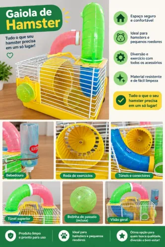 Gaiola Completa para Hamster com Acessórios