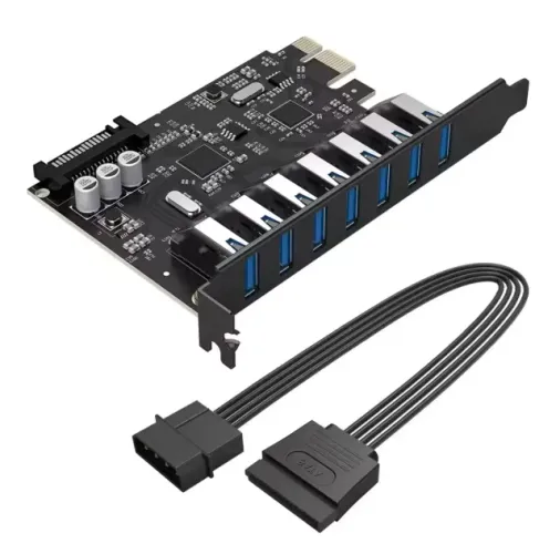 Placa HUB USB PCI-E ORICO 7 Portas USB 3.0