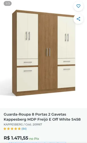 Guarda roupa kappesberg 8 portas novo