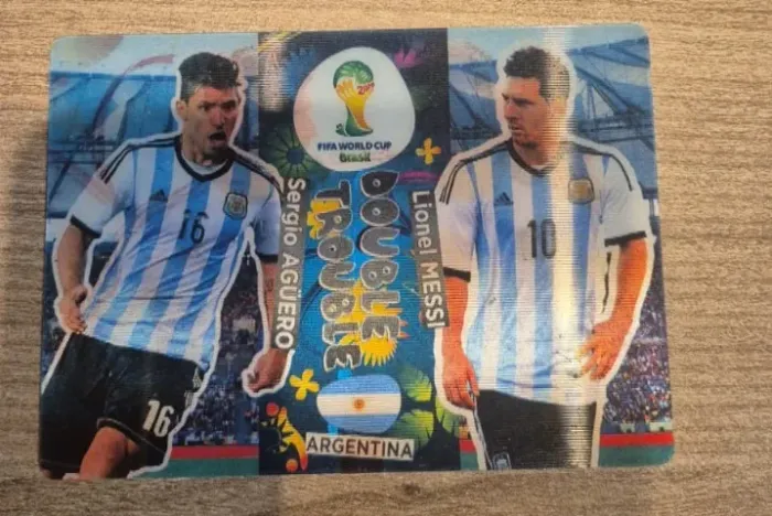 Card Holografico Copa 2014 Adrenalyn XL Double Trouble Messi Aguero